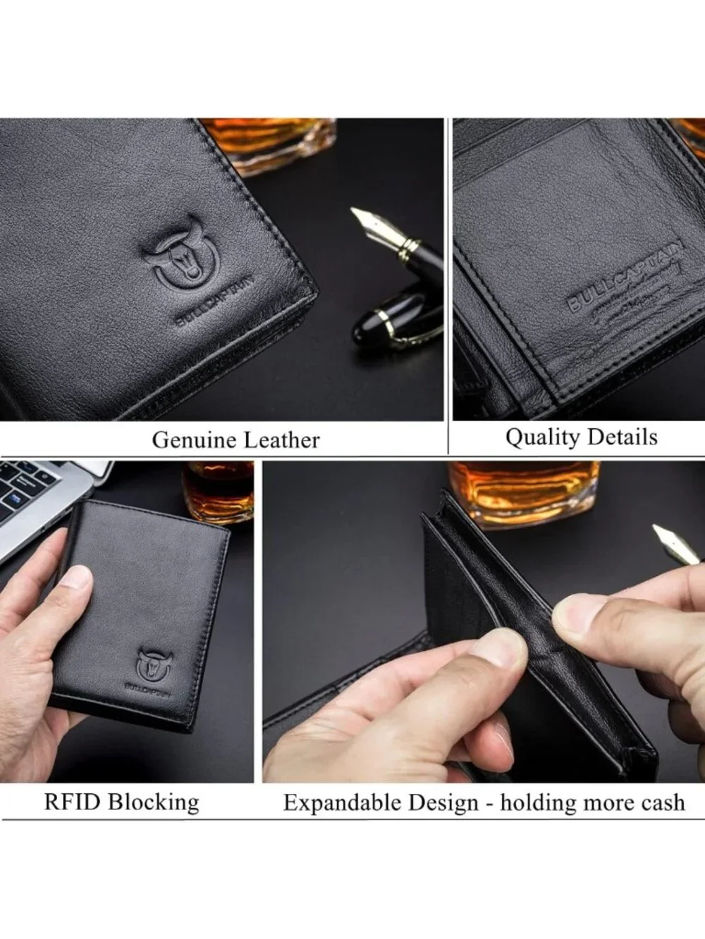 Large Capacity Genuine Leather Bifold Wallet for Men | RFID Blocking, 15 Card